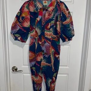 Farm Rio New Navy Colorful Toucans jumpsuit size: Medium